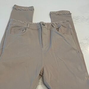 Coco + Carmen Beige Ruffle Accent Chinos